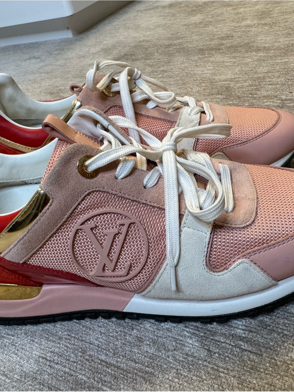 Louis Vuitton Pink and Gold Women's LV Runner Sneakers